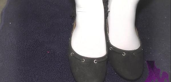 White stockings and worn-out flats
